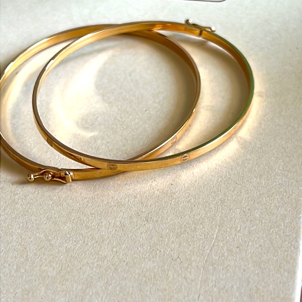 18k real solid gold Au 750 two set bangles